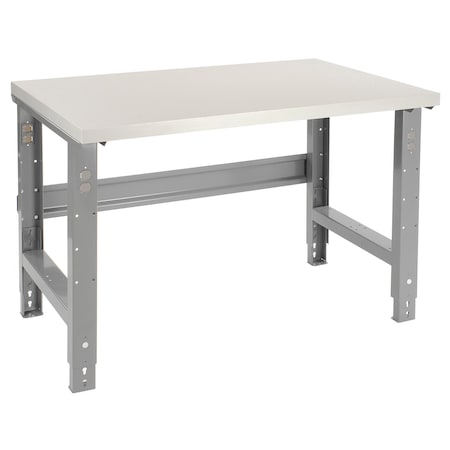 Global Industrial Adjustable Height Workbench, 48 x 30in, Laminate Square Edge, Gray 601419